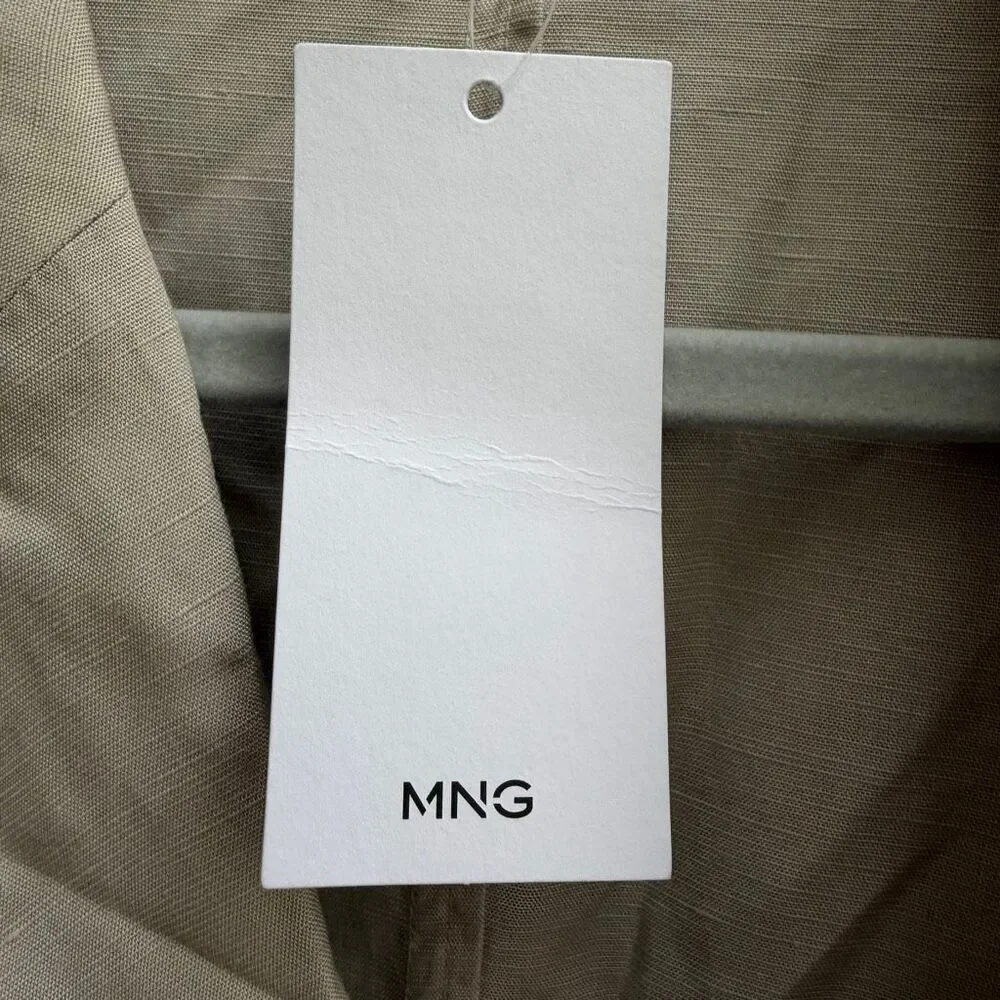 MNG by MANGO $250 Delave Smart Slim Fit Linen Lyocell Blazer Ecru Mens 42 NEW